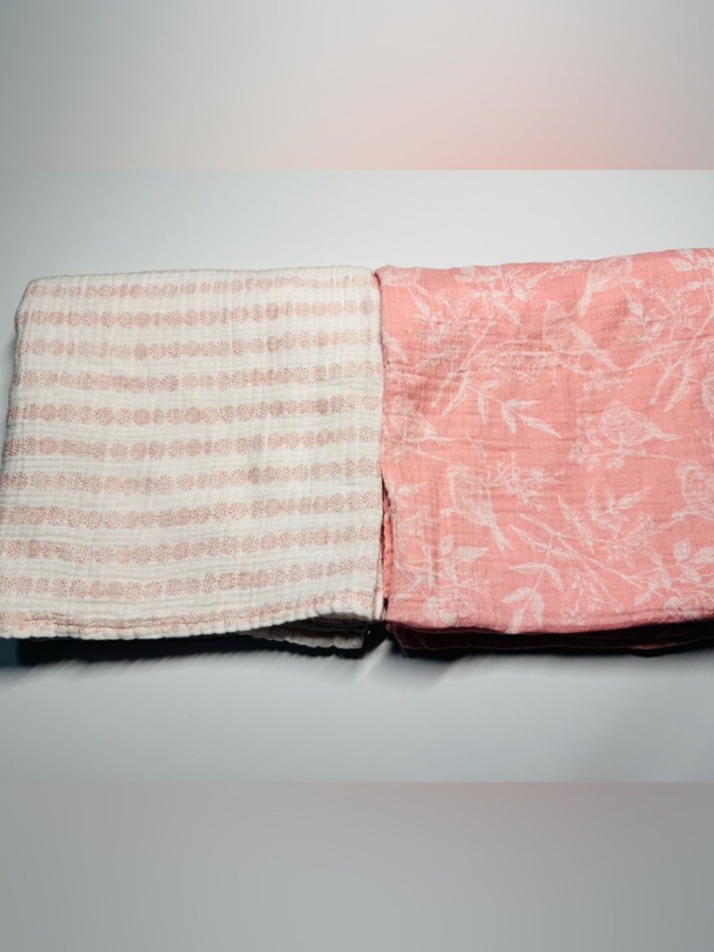 Aden + Anais Swaddle Muslim Blanket Pink Bird And Geometric Design Lot Of 2